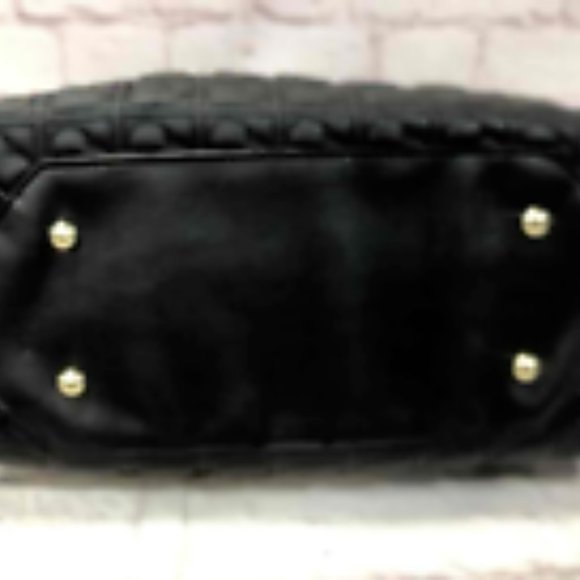 Betsey Johnson Women Black PVC Quilted Double Handle Shoulder Strap Tote Handbag - Picture 3 of 9